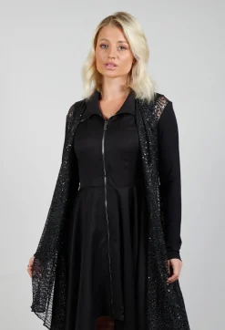 La Haine Cardigans^Sequin Waterfall Cardigan in Black