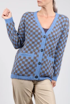 Fringe Knitwear|Cardigans^Sharon Cardigan in Blue and Brown