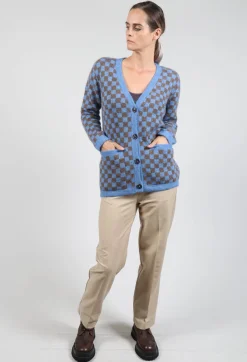 Fringe Knitwear|Cardigans^Sharon Cardigan in Blue and Brown