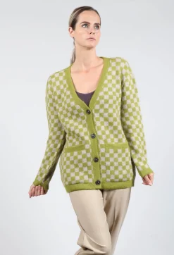 Fringe Knitwear|Cardigans^Sharon Cardigan in Green and Beige