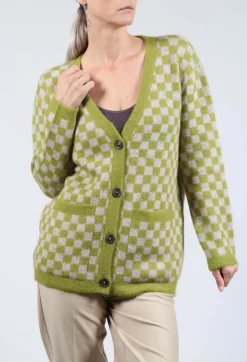 Fringe Knitwear|Cardigans^Sharon Cardigan in Green and Beige