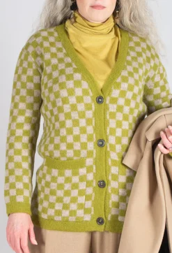 Fringe Knitwear|Cardigans^Sharon Cardigan in Green and Beige