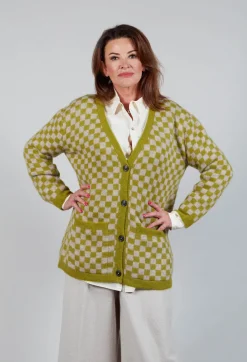 Fringe Knitwear|Cardigans^Sharon Cardigan in Green and Beige