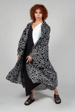 Bread and Butter Jackets^Sheer Batwing Coat in White with Black Pois