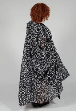 Bread and Butter Jackets^Sheer Batwing Coat in White with Black Pois