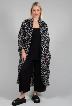 Bread and Butter Jackets^Sheer Batwing Coat in White with Black Pois