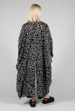 Bread and Butter Jackets^Sheer Batwing Coat in White with Black Pois