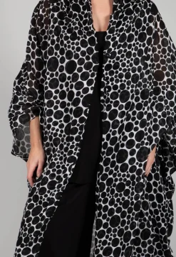 Bread and Butter Jackets^Sheer Batwing Coat in White with Black Pois