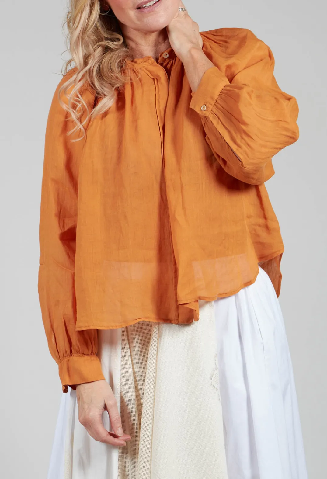 Sfizio Shirts & Blouses^Sheer Blouse in Orange Pepper