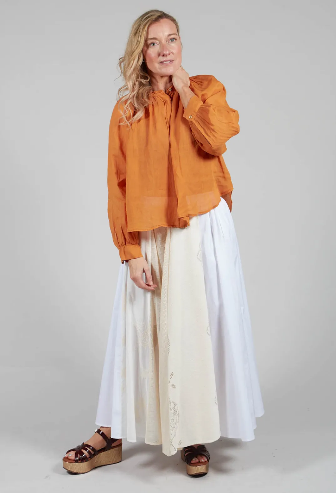 Sfizio Shirts & Blouses^Sheer Blouse in Orange Pepper