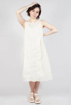 Rundholz Dip Dresses^Sheer Boat Neckline Dress in Greige Paper