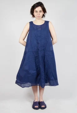 Rundholz Dip Dresses^Sheer Boat Neckline Dress in Ocean Paper