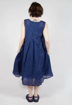 Rundholz Dip Dresses^Sheer Boat Neckline Dress in Ocean Paper