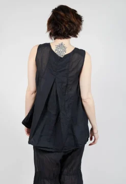 Rundholz Dip Tops^Sheer Boat Neckline Vest with Contrasting Panels in Black Paper