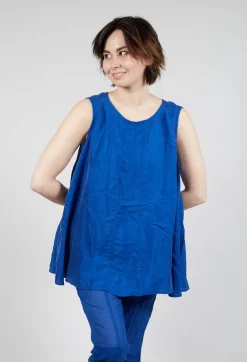 Rundholz Dip Tops^Sheer Boat Neckline Vest with Contrasting Panels in Royal Paper