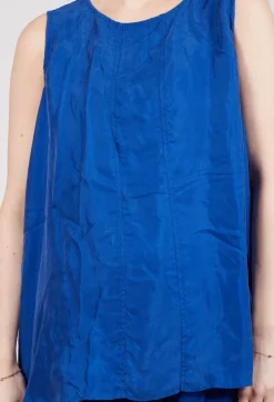 Rundholz Dip Tops^Sheer Boat Neckline Vest with Contrasting Panels in Royal Paper
