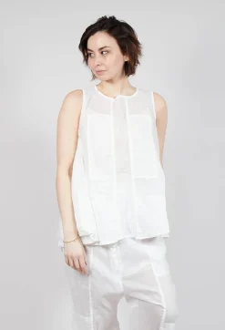 Rundholz Dip Tops^Sheer Boat Neckline Vest with Contrasting Panels in Semi Bleach Paper