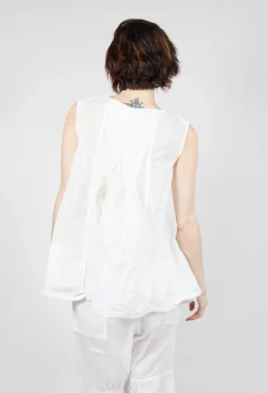 Rundholz Dip Tops^Sheer Boat Neckline Vest with Contrasting Panels in Semi Bleach Paper