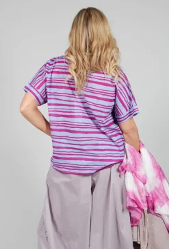 Operificio Neirami Tops^Sheer Cotton Top in Riga Azzura
