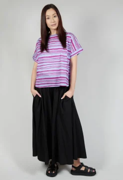 Operificio Neirami Tops^Sheer Cotton Top in Riga Azzura
