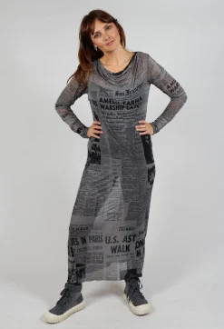 Rundholz Dip Dresses^Sheer Cowl Neckline Dress in Pencil Print Cloud