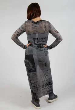 Rundholz Dip Dresses^Sheer Cowl Neckline Dress in Pencil Print Cloud
