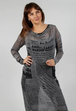 Rundholz Dip Dresses^Sheer Cowl Neckline Dress in Pencil Print Cloud