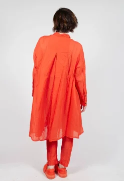 Rundholz Dip Dresses^Sheer Crinkled Shirt Dress in Mandarine Paper