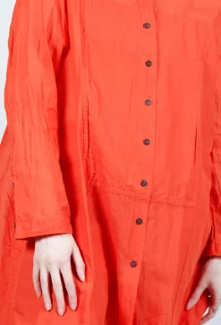 Rundholz Dip Dresses^Sheer Crinkled Shirt Dress in Mandarine Paper