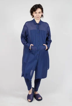 Rundholz Dip Dresses^Sheer Crinkled Shirt Dress in Ocean Paper