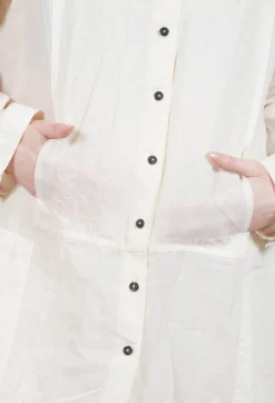Rundholz Dip Dresses^Sheer Crinkled Shirt Dress in Greige Paper