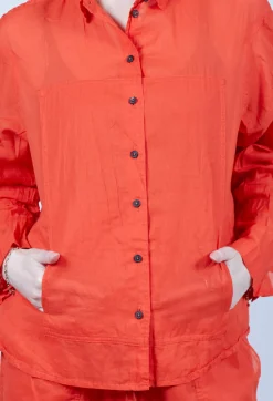 Rundholz Dip Shirts & Blouses^Sheer Crinkled Shirt in Mandarine Paper