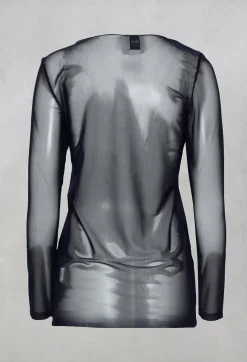 Nijii Shirts & Blouses^Sheer Jersey Top with Long Sleeves in Navy