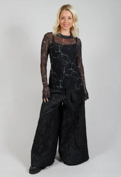 La Haine Tops^Sheer Long Sleeve Top in Black Print