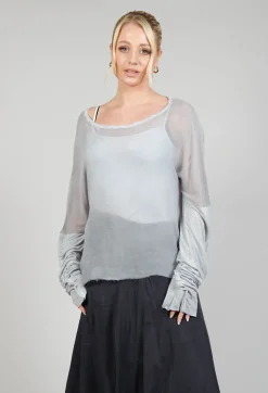 Umit Unal Tops^Sheer Long Sleeved Top in Original Grey