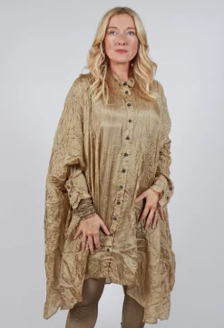 Rundholz Mainline Dresses^Sheer Longline Shirt in Camel Cloud
