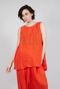 Rundholz Dip Tops^Sheer Longline Vest in Mandarine