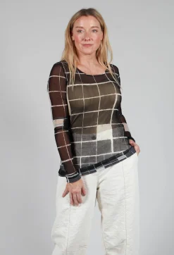 Masnada Tops^Sheer Mesh Long Sleeve Top in Single Variant