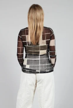 Masnada Tops^Sheer Mesh Long Sleeve Top in Single Variant
