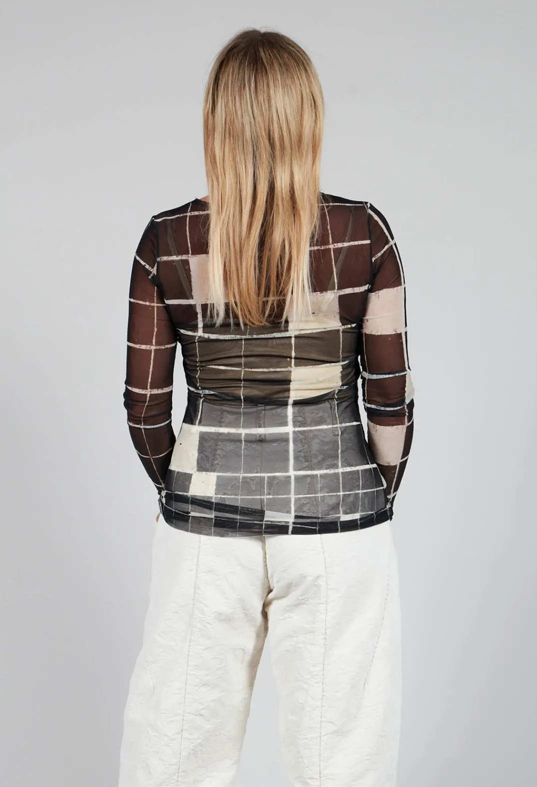 Masnada Tops^Sheer Mesh Long Sleeve Top in Single Variant
