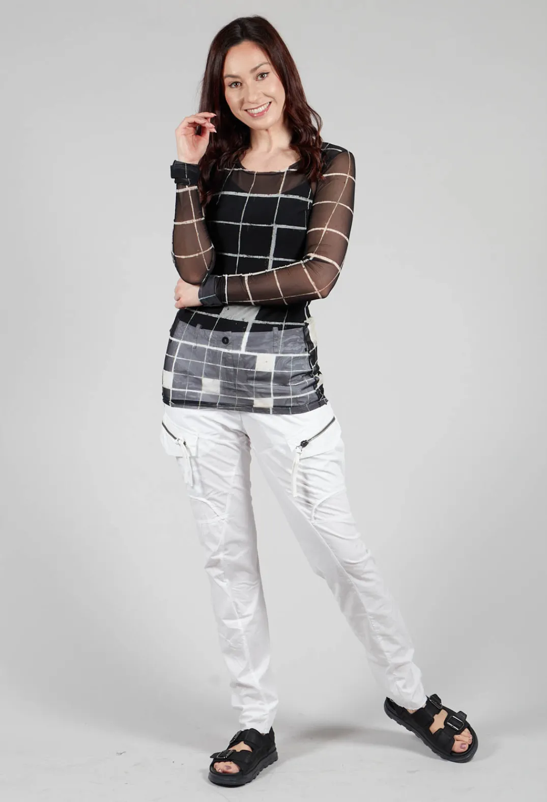 Masnada Tops^Sheer Mesh Long Sleeve Top in Single Variant