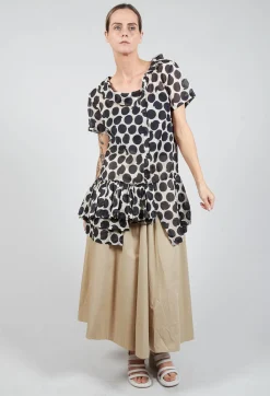 Jayko Shirts & Blouses^Sheer Peplum Shirt with Button Front in Pois