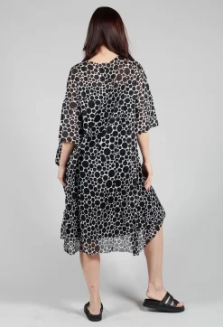 Bread and Butter Dresses^Sheer Pocket Detail Dress in White with Black Pois
