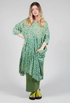 Bread and Butter Dresses^Sheer Pocket Detail Dress in Lime with Green Pois