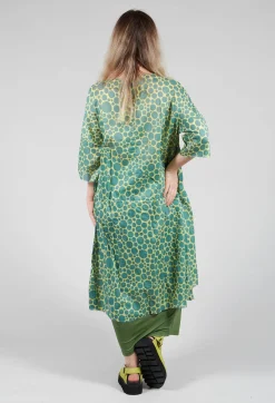 Bread and Butter Dresses^Sheer Pocket Detail Dress in Lime with Green Pois
