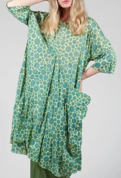 Bread and Butter Dresses^Sheer Pocket Detail Dress in Lime with Green Pois