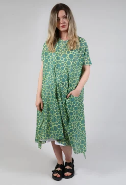 Bread and Butter Dresses^Sheer Pocket Detail Dress in Lime with Green Pois