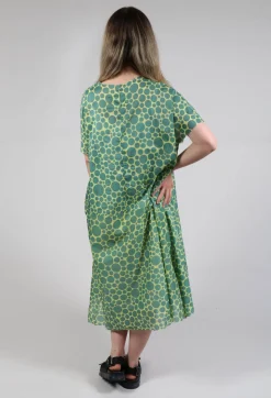 Bread and Butter Dresses^Sheer Pocket Detail Dress in Lime with Green Pois