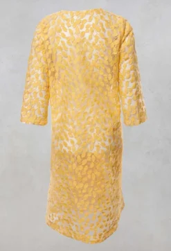 Out of Xile Coats^Sheer Printed Midi Coat with Button Front in Sorbet