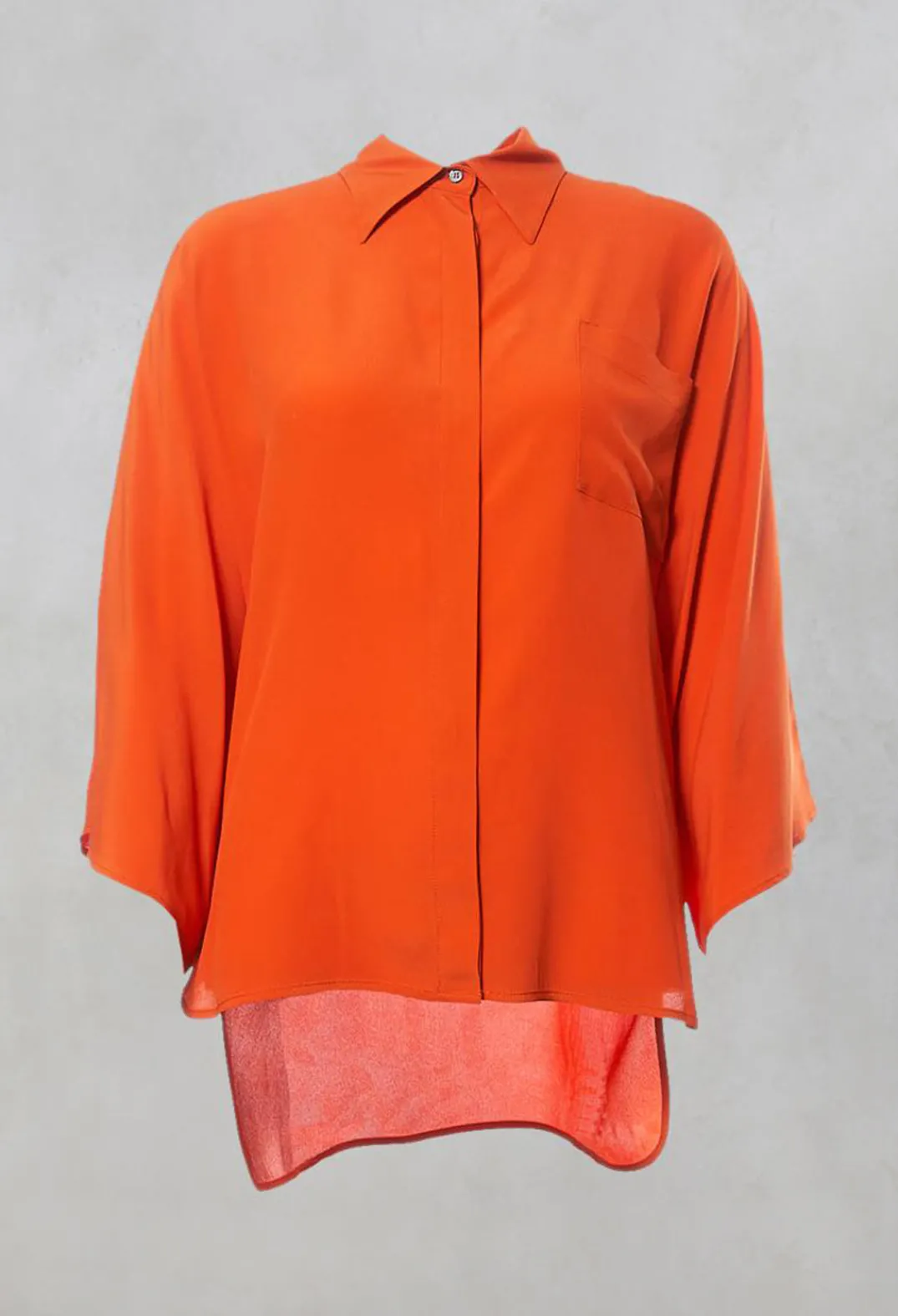 Beatrice B Shirts & Blouses^Sheer Silk Shirt with Pocket in Orange